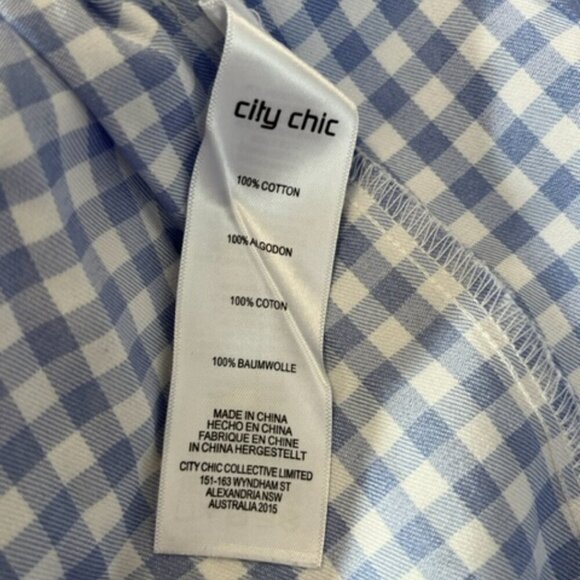 City Chic Blue and White Gingham Tiered Maxi Dress with Smocking Detail – XL - Picture 4 of 5